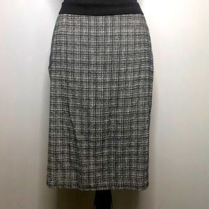 TALBOTS Black and White Wool Blend Checkered Skirt